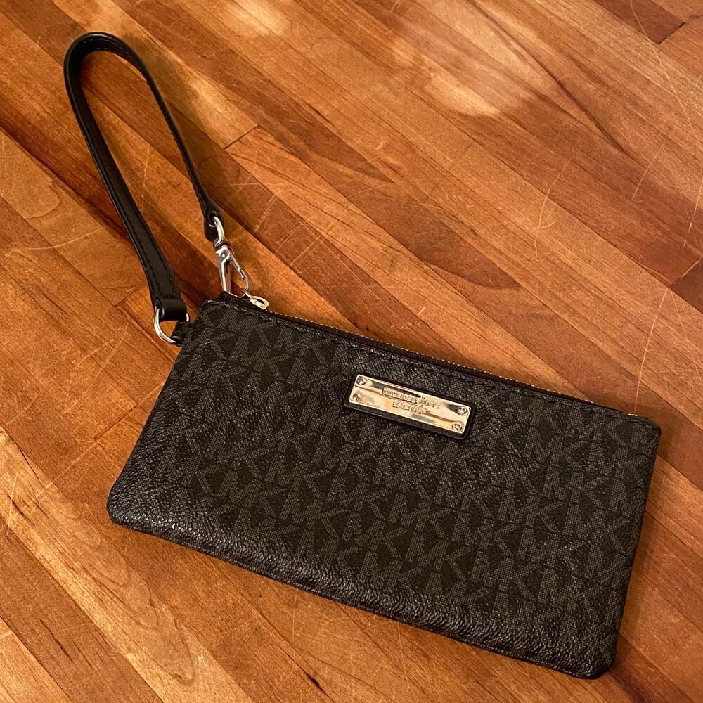 Michael Kors Black Monogram Wristlet Wallet